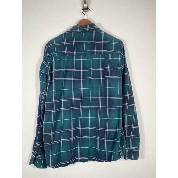 National Outfitters Men’s Flannel Button-Down Shirt Green Navy Plaid Size M - Picture 2 of 7